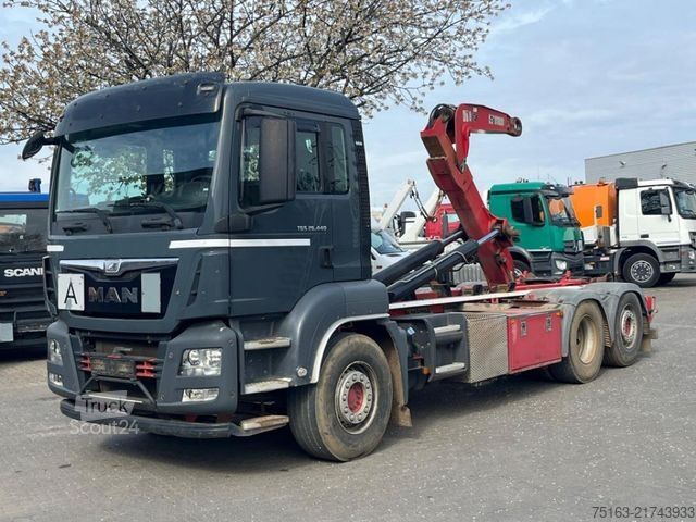 Ruloninė konteinerinė savivartis MAN TG-S 26.440 6x2-2 BL Abrollkipper Schub/Knickarm