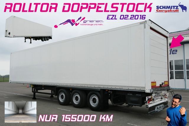 Dobozos félpótkocsi SCHMITZ CARGOBULL SKO 24 / DOPPELSTOCK / ROLLTOR nur 155000 km