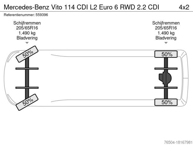 Skåpbil Mercedes-Benz Vito 114 CDI L2 Euro 6 RWD 2.2 CDI