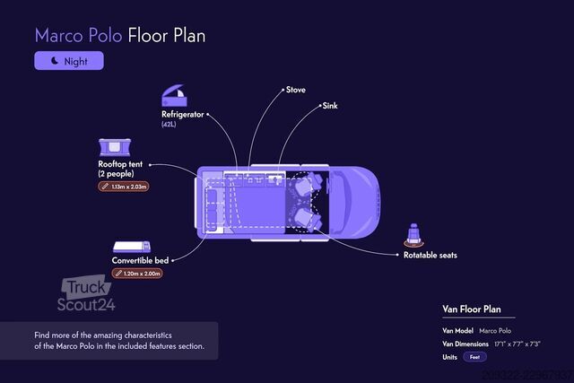 Camping-car Mercedes Marco Polo 2022 | Cambio automatico | Tetto a soffietto