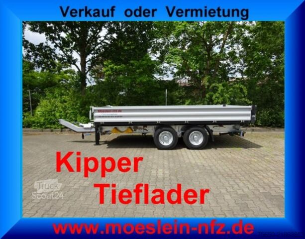 Rimorchio ribaltabile Möslein TTD11 weiß  neuer Tandem 3- Seitenkipper Tieflader-- Neufahrzeug --