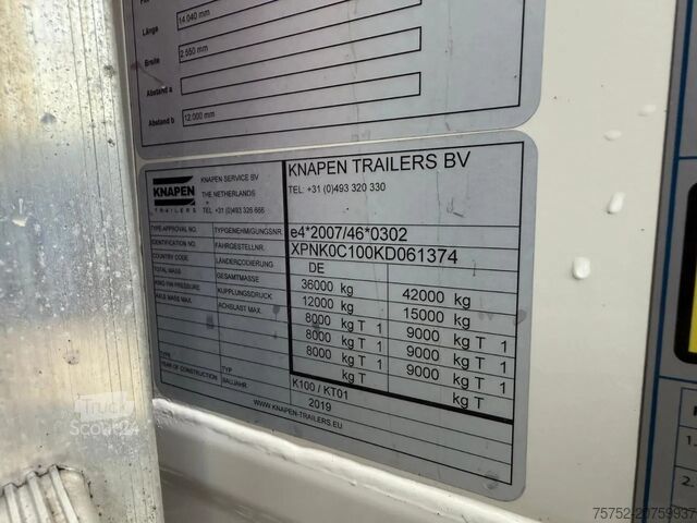 Μετακίνηση δαπέδου Knapen Trailers K100 92m3 Liftas 10MM Cargo Floor BPW
