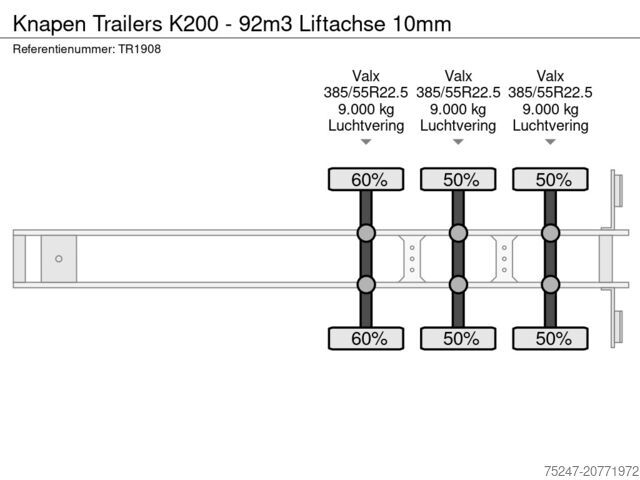 Fond mouvant Knapen Trailers K200 - 92m3 Liftachse 10mm