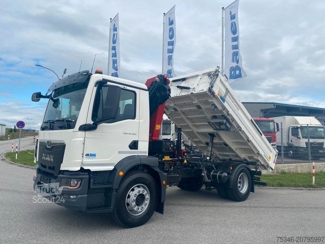 Tristrani prekucnik MAN TGM 18.320 /4x2/BL/Meiller/Kipper/Kran/15 m/ Neu