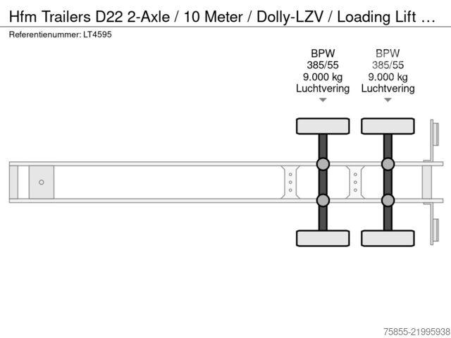 Klizne cerade Hfm Trailers D22 2-Axle / 10 Meter / Dolly-LZV / Loading Lift