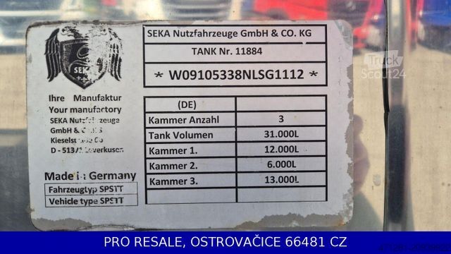 Tanker yarı römork SEKA SPSTT - LEBENSMITTEL + 3 KAM. + LACHSE + 31m3