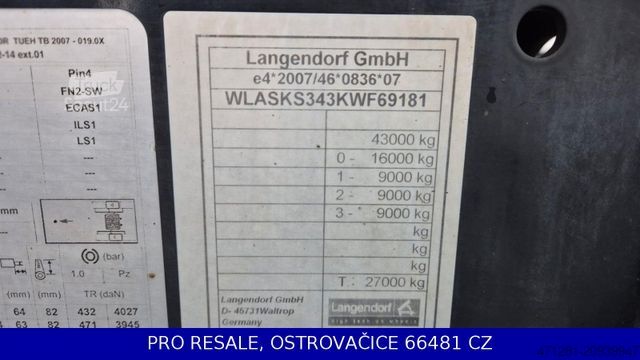 Напівпричіп-самоскид LANGENDORF SK 24 - KIPPER 27 m3 - Fe/Fe - STAHL + LIFTACHS