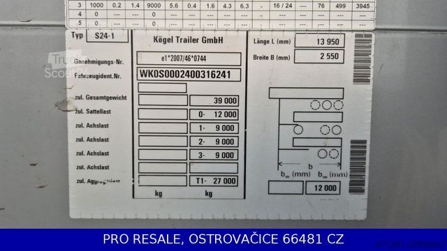 Ανοιχτό ημιρυμουλκούμενο με μουσαμά KÖGEL SN 24 CARGO + LIFTACHSE
