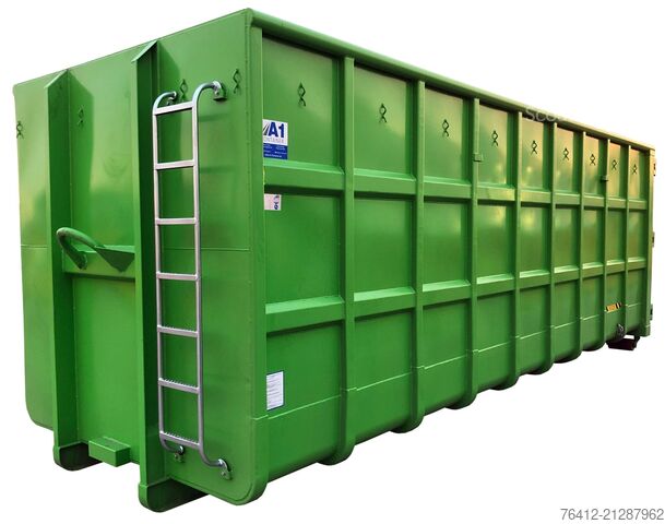 Roll-off container A1 Container Normbehälter 36 m³ ? 2x Querspant - Doppelflügeltür ? RAL 6018 Gelbgrün ? Abrollcontainer