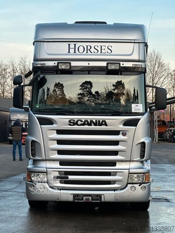 Camion pour bétail SCANIA R380 6x2 LL 7 Pferde + Bad/ TV/ WC/ Küche