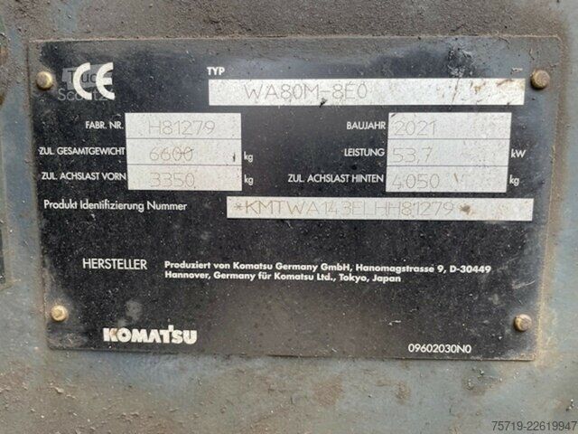 Skåpbil Komatsu Komatsu WA 80M-8E0