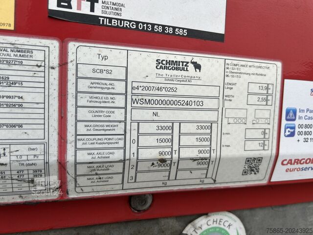 Maleta Schmitz Cargobull SCB S2 / Box Trailer / Disk / APK TUV 07-26