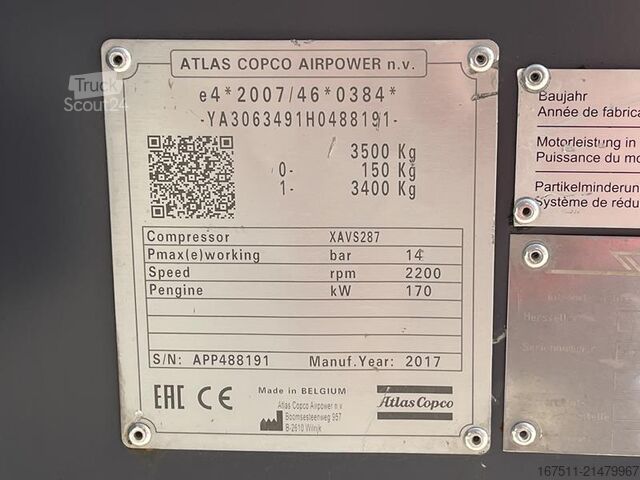 Compresseur frigorifique Atlas Copco XAVS 287