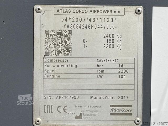 Compresseur frigorifique Atlas Copco XAVS 186 JD - N