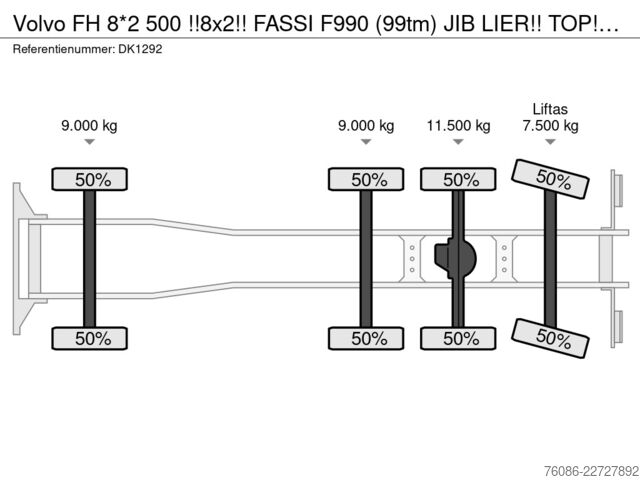 Автокран Volvo FH 8*2 500 !!8x2!! FASSI F990 (99tm) JIB LIER!!...