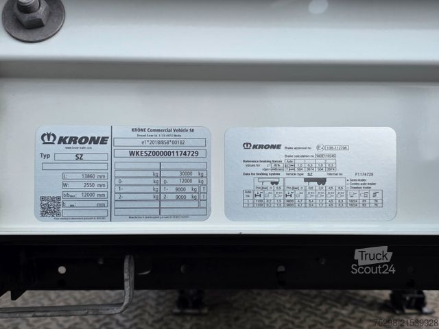 Open semitrailer with tarp KRONE SZ