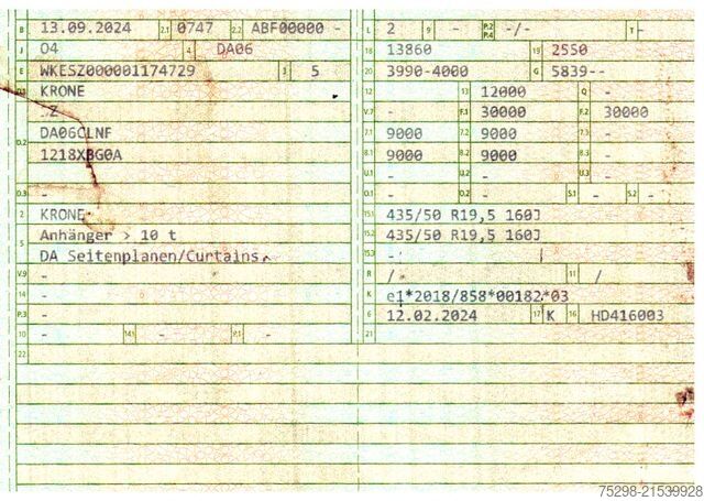 Open semitrailer with tarp KRONE SZ