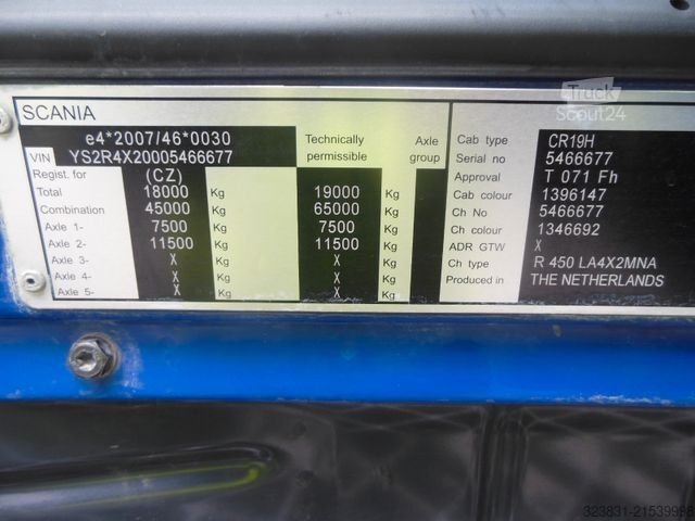 Стандартный седельный тягач SCANIA R 450, KIPPHYDRAULIK, RETARDER, OHNE EGR